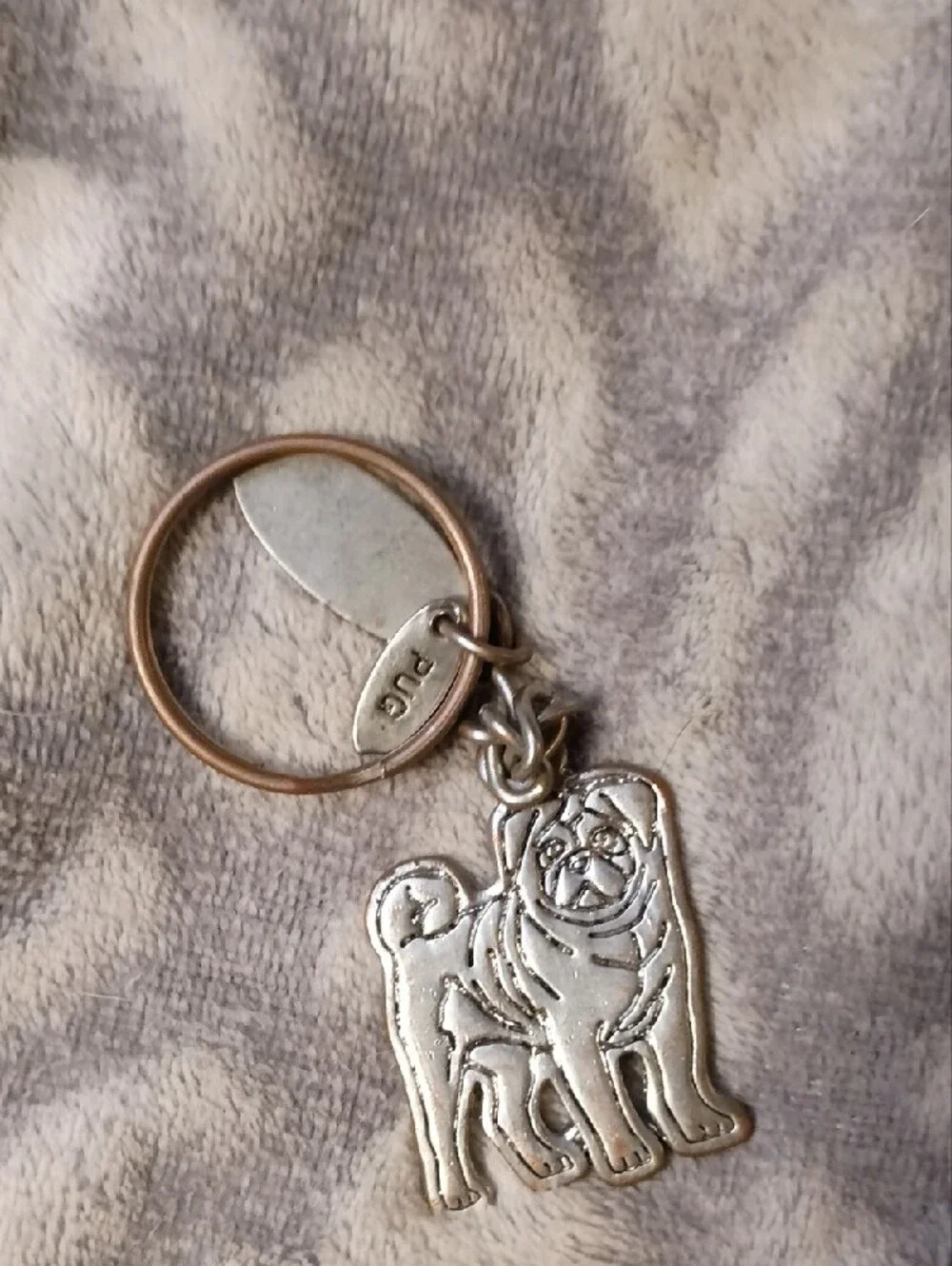 Silver Pug Keychain Charm – Pet Accessory